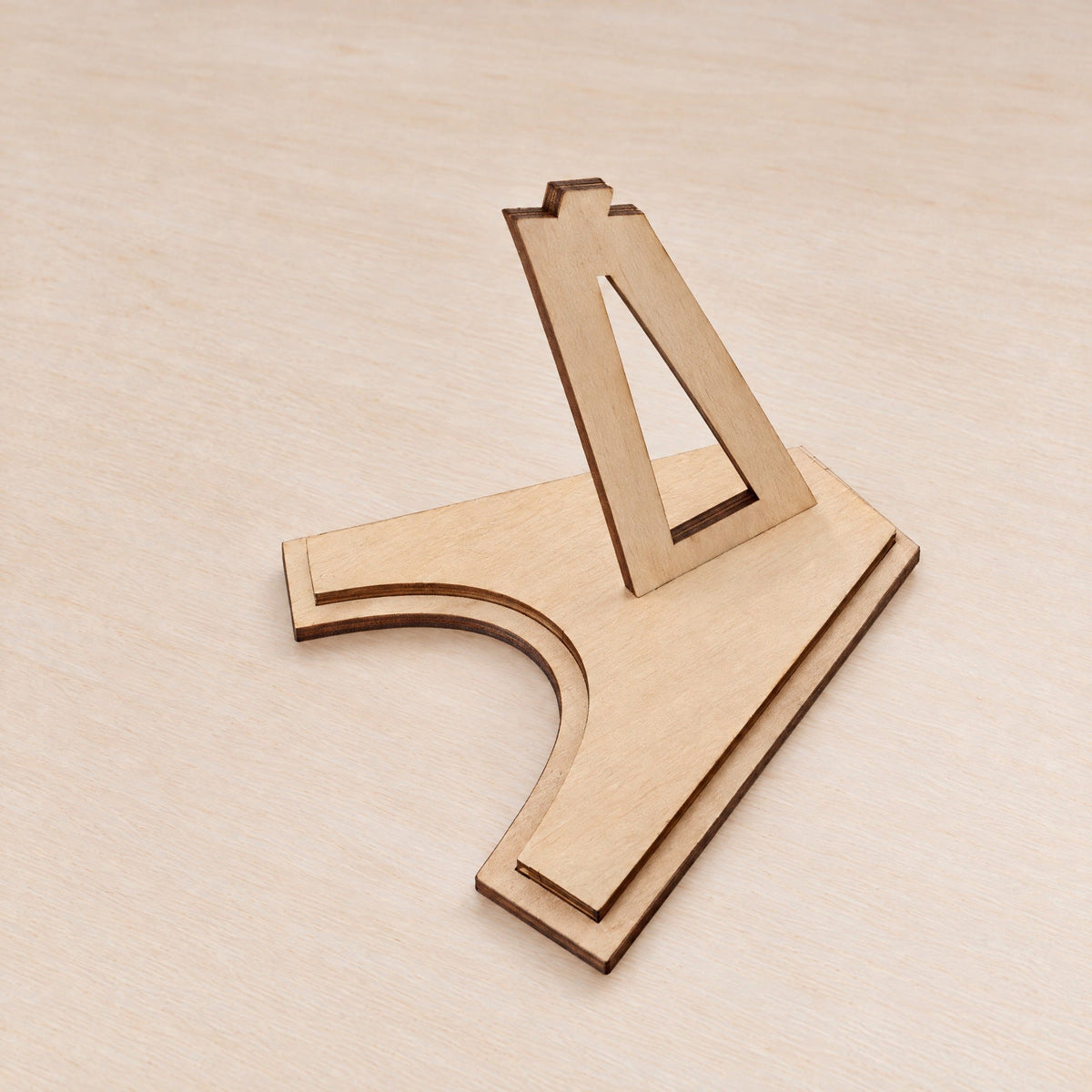 Stands for models: laser-cut plywood stand, LMG
