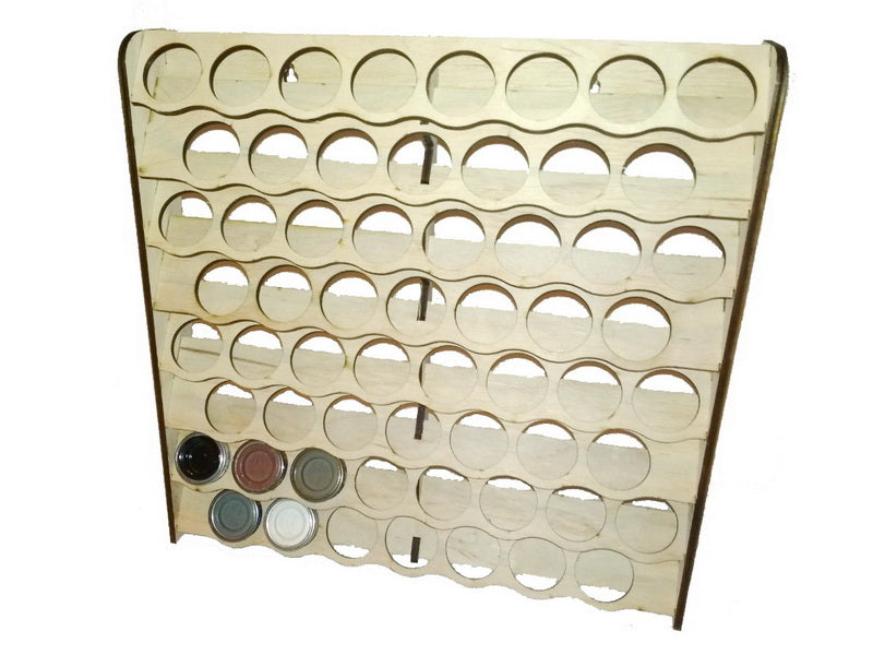 LMG Wall paint rack module (modular workplace) — Ø30 mm · 60 pots / Plywood 4 mm (WO-1225)
