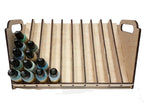 LMG Paint rack 300×150 mm, high capacity — Ø25 mm · 80 pots / Plywood 4 mm (WO-1227)