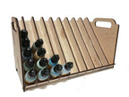 LMG Paint rack 300×150 mm, high capacity — Ø25 mm · 80 pots / Plywood 4 mm (WO-1227)