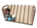 LMG Paint rack 300×150 mm, high capacity — Ø35 mm · 42 pots / Plywood 4 mm (WO-1229)
