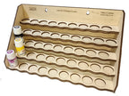 LMG Paint rack 300×150 mm, high capacity — Ø25 mm · 45 pots / Plywood 4 mm (WO-1235)