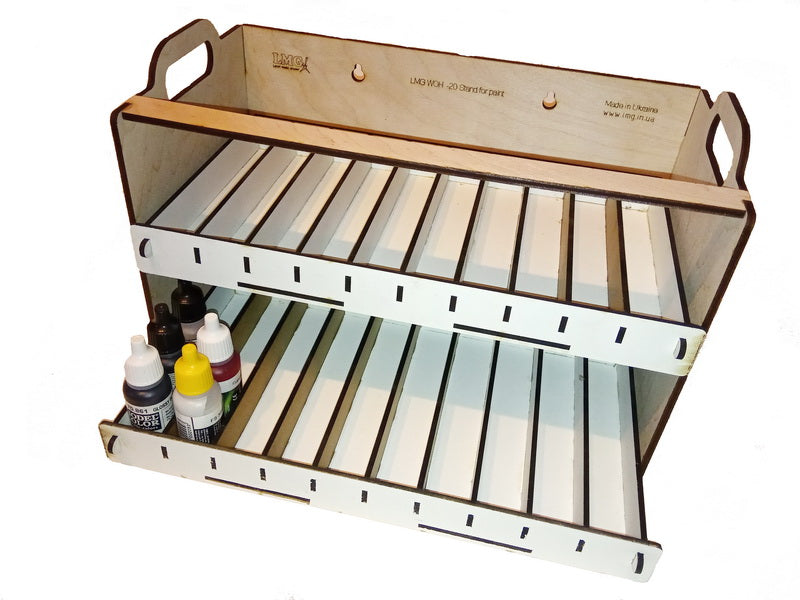 LMG Paint stand with sliding modules — 80 pots · Ø25–35 mm · double (WO-20)
