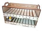 LMG Paint stand with sliding modules — 80 pots · Ø25–35 mm · double (WO-20)