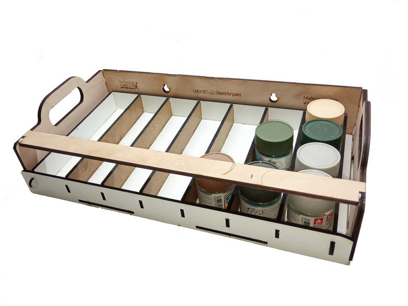 LMG Paint stand with sliding modules — 50 pots · Ø30–35 mm · single (WO-22)