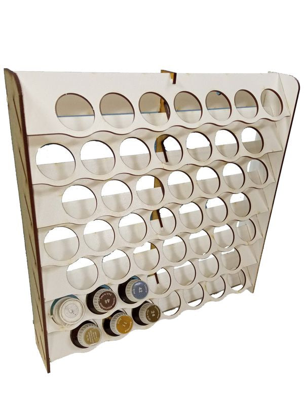 LMG Wall paint rack module (modular workplace) — Ø32 mm · 49 pots / HDF 3 mm (WOH-1224)