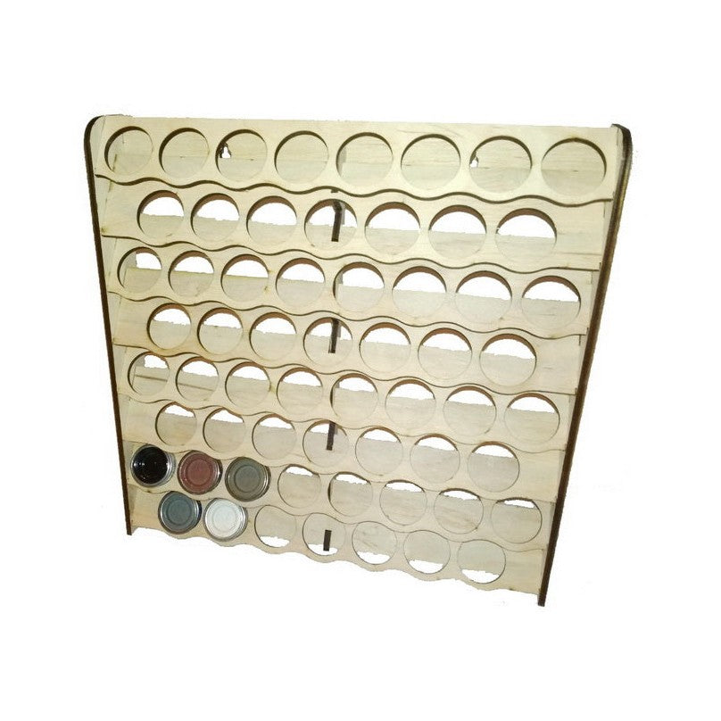 LMG Wall paint rack module (modular workplace) — Ø30 mm · 60 pots / Plywood 4 mm (WO-1225)