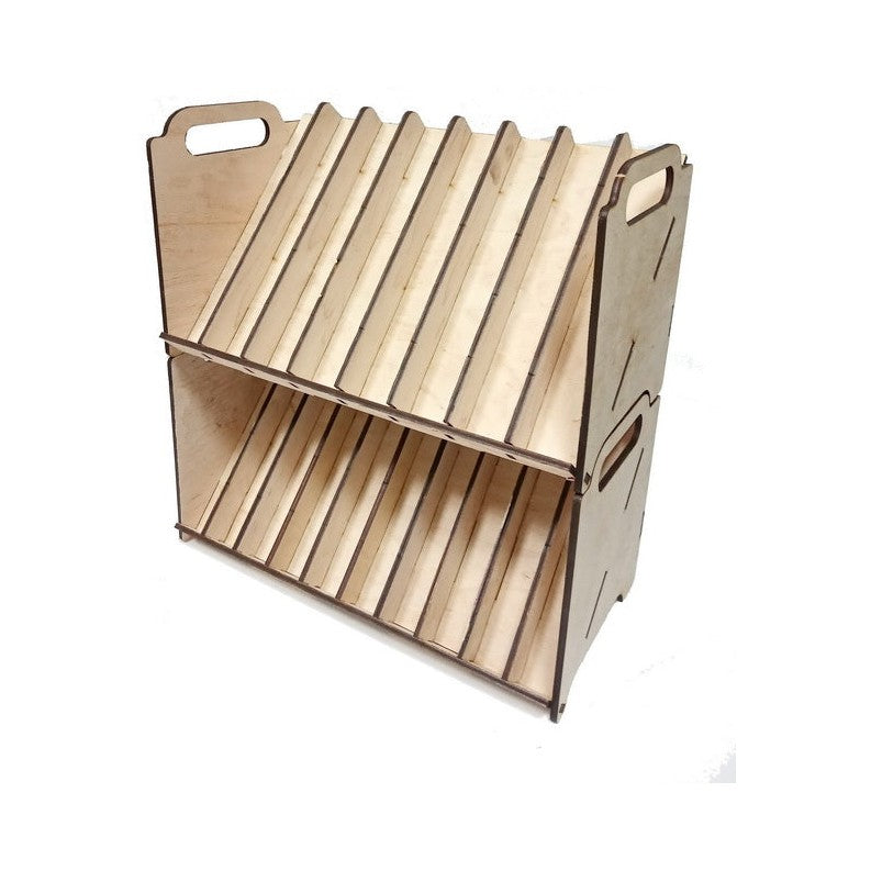 LMG Paint rack 300×150 mm, high capacity — Ø30–32 mm · 48 pots / Plywood 4 mm (WO-1228)