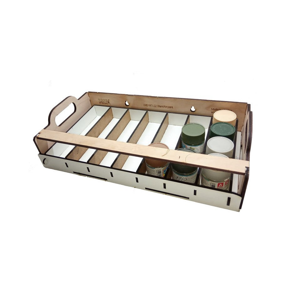 LMG Paint stand with sliding modules — 50 pots · Ø30–35 mm · single (WO-22)