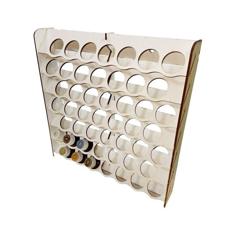LMG Wall paint rack module (modular workplace) — Ø32 mm · 49 pots / HDF 3 mm (WOH-1224)