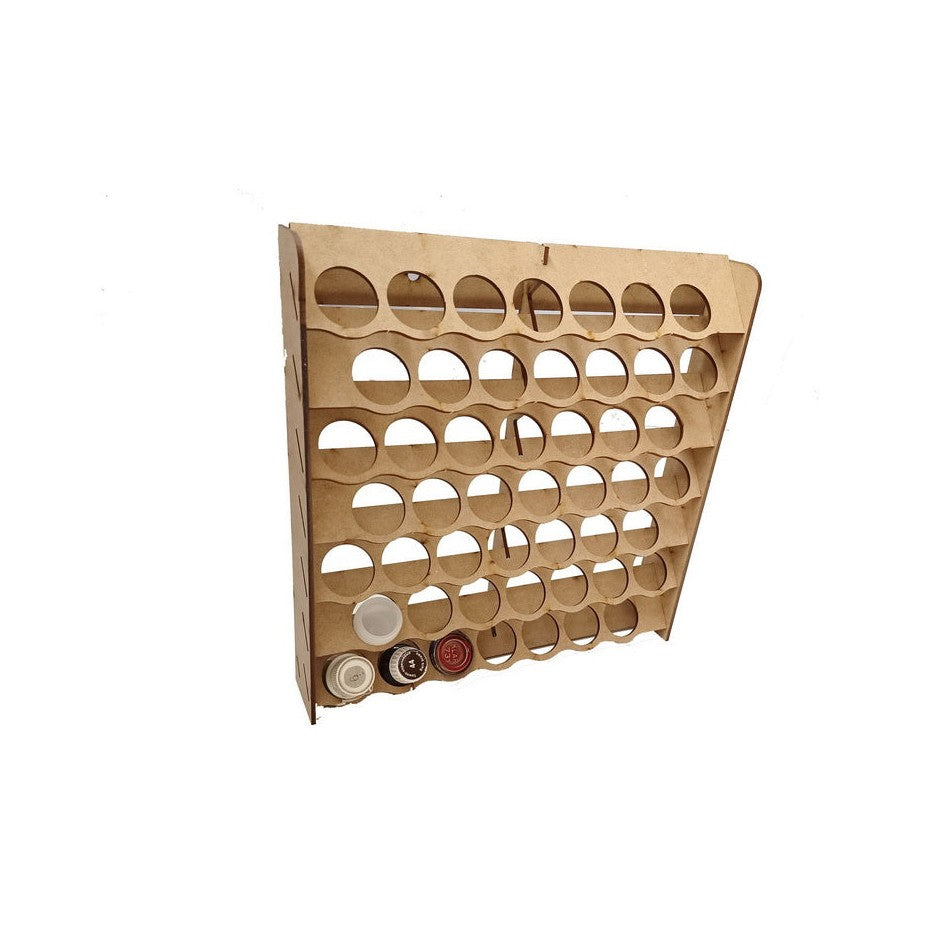 LMG Wall paint rack module (modular workplace) — Ø32 mm · 49 pots / MDF 3 mm (WOM-1224)